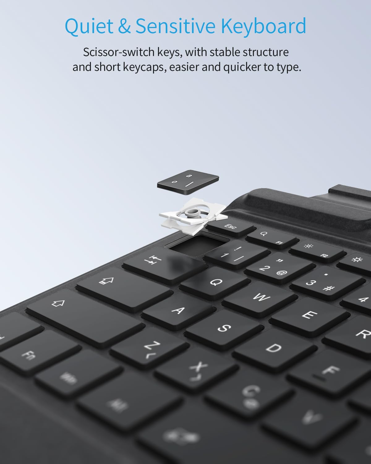 TiMOVO Teclado Español Compatible con Microsoft Surface Pro 11/10/9/8/X, Teclado QWERTY con Trackpad y Soporte para Bolígrafo, Sin retroiluminación, Gris
