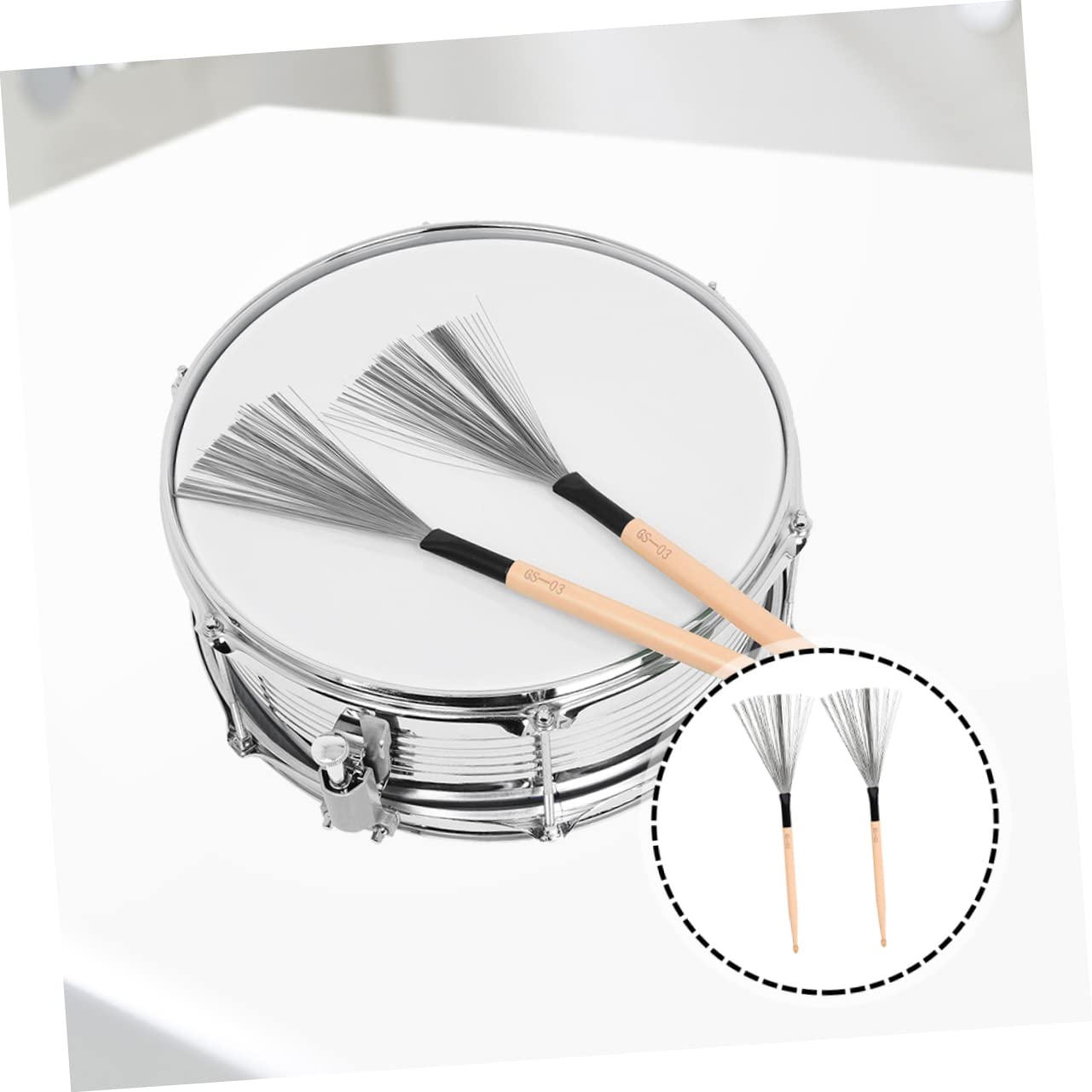 GOOHOCHY Drum Wire Brush Maple Drumsticks Special Drum Carbon Steel Brush Accessory for Beginners