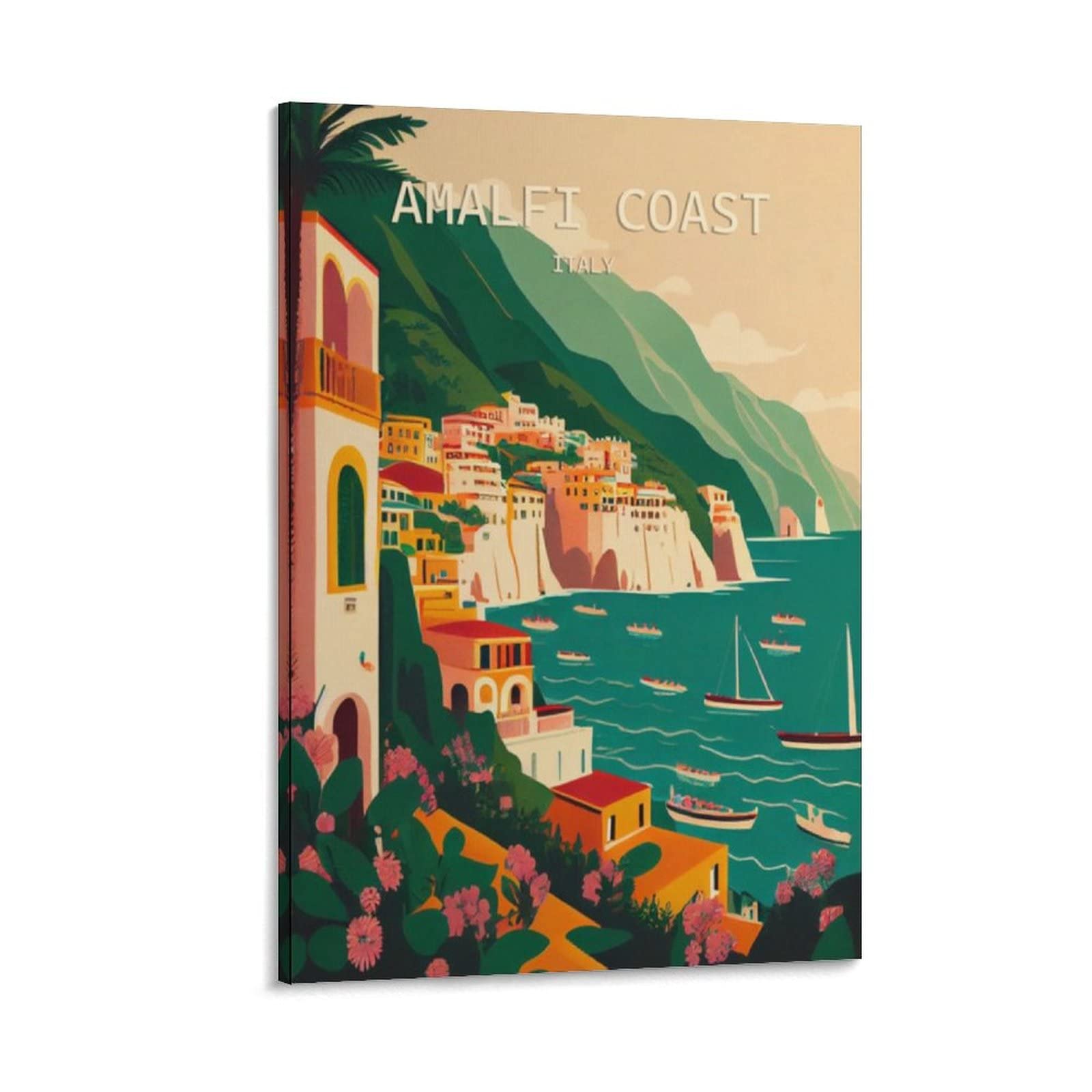 ONOTIO Amalfi Coast Italy Vintage Travel Posters Lake 08x12inch(20x30cm) Wall Art Picture Print Canvas Art Poster Modern Family Bedroom Decor Posters