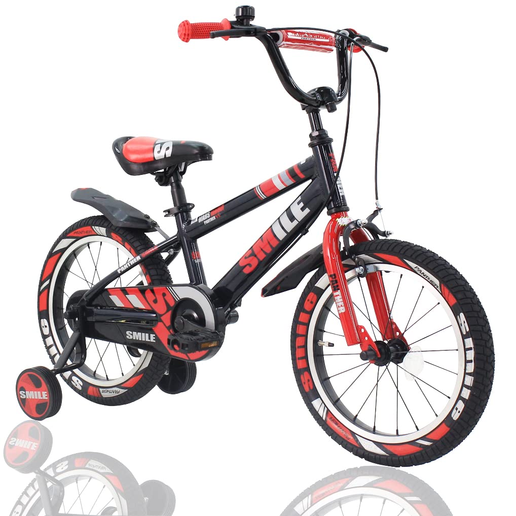 PANTHER (パンサー) 子供・幼児自転車 補助輪・泥除け標準装備 カラー6色サイズ2種 合計12バリエーション 3〜8歳適合 サイズ14〜16インチ オシャレでカッコいいデザイン BL Red 16 Inch