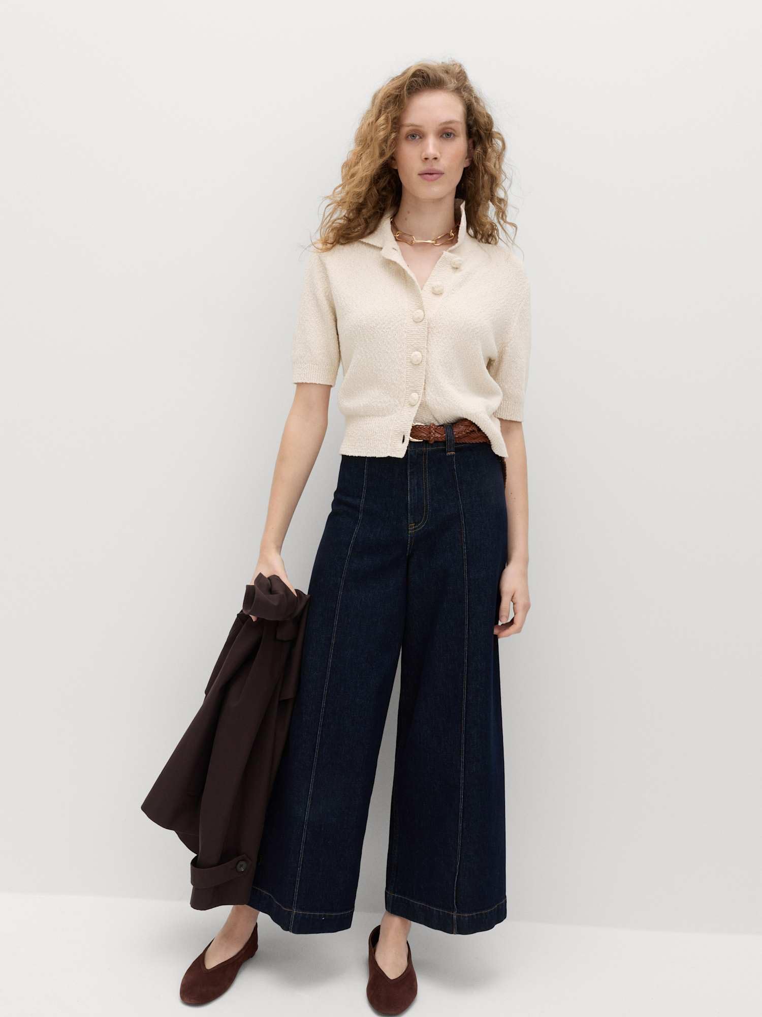 Marks & Spencer Donna Testurizzato Cardigan Corto Ricco di Cotone – vestibilità Slim
