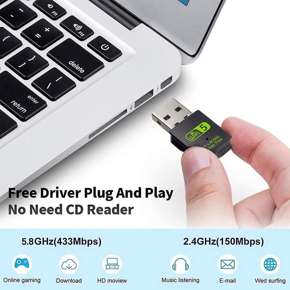 Adattatore WiFi USB Dual Band 600Mbps 2.4G 5Ghz 802.11AC Scheda