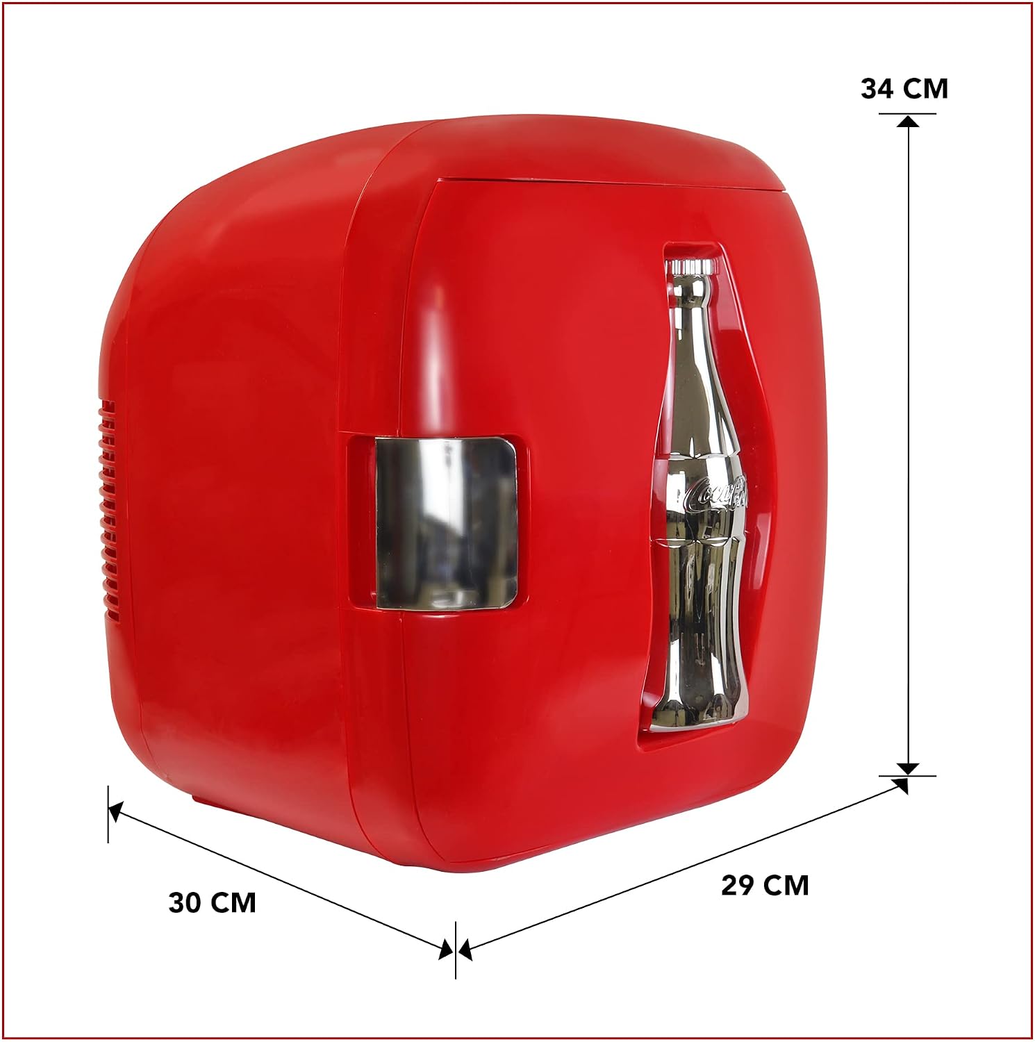 Coca-Cola CCU09 Heritage 12 Can Portable Cooler Warmer 7.9L (8.3 qt), DC Personal Fridge for Snacks Lunch Drinks Takeout, Includes 12V and AC Cords, for Home Office Dorm Travel, Red and Silver