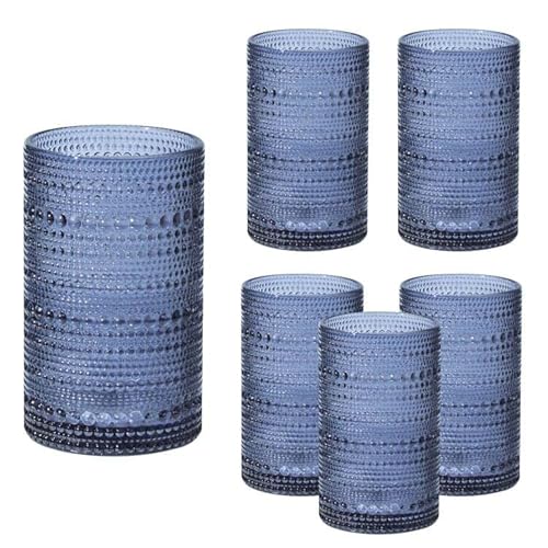 Sunnow 12 Ounce Raindrop Glass Cup,Iced Tea Glasses For Water, Beverage,Juice, Wine,Beer And Cocktail,6 Pack (Grey) #TOP18