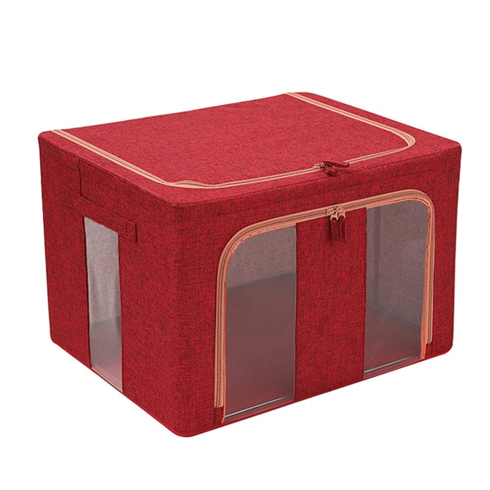 ETRGFTHU Storage Box Fabric Storage Box King Wardrobe Foldable Baina box Moving Artifact Good Sealing a Breathable Healthy and Odorless(Red)