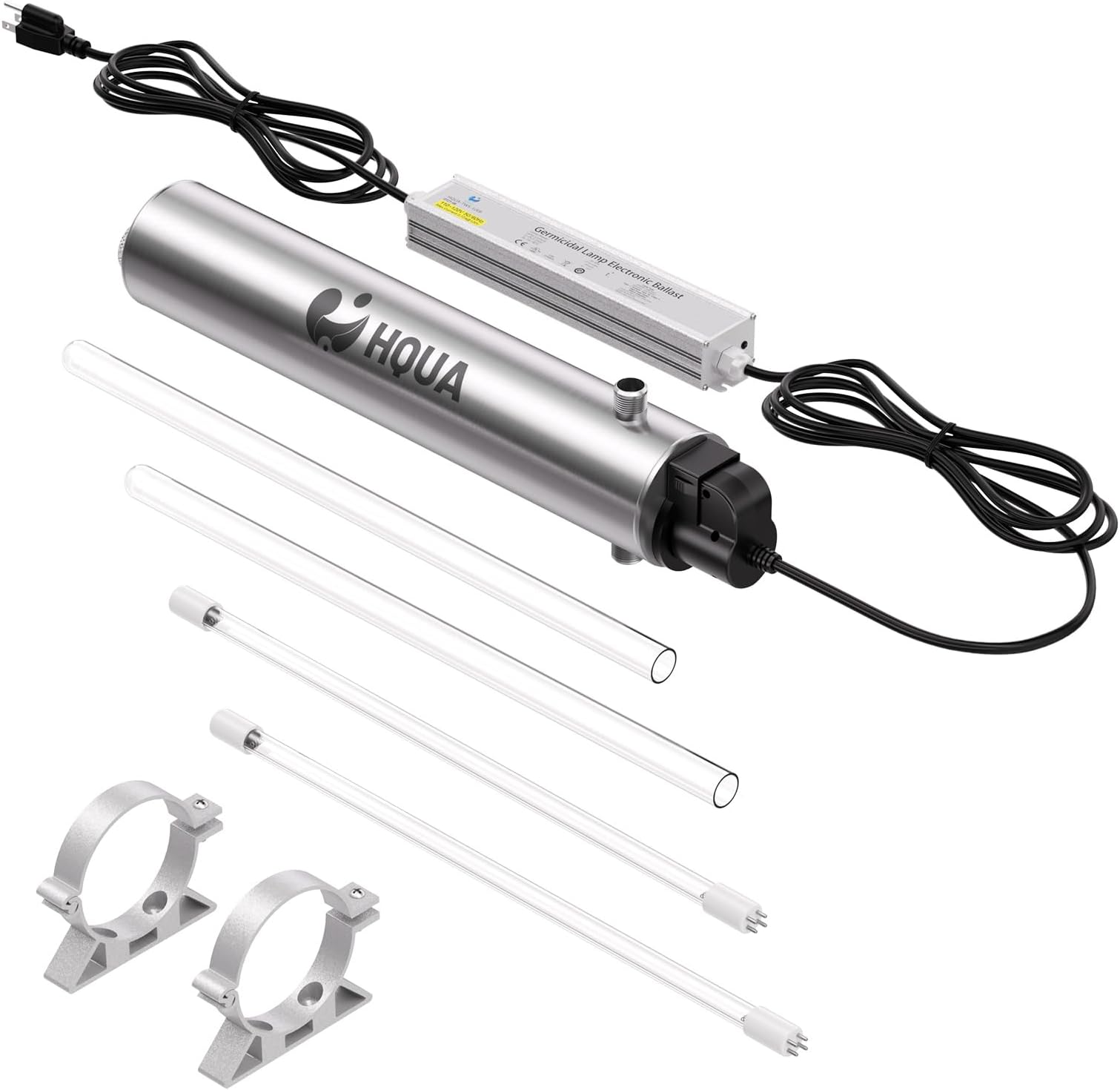 HQUA-TWS-12 Ultraviolet Water Purifier Filter for Whole House Water Purification,12GPM 120V, 1 Extra UV Lamp + 1 Extra Quartz Sleeve