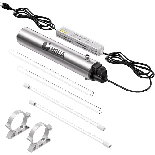 HQUA-TWS-12 Ultraviolet Water Purifier Filter for Whole House Water Purification,12GPM 120V, 1 Extra UV Lamp + 1 Extra Quartz Sleeve