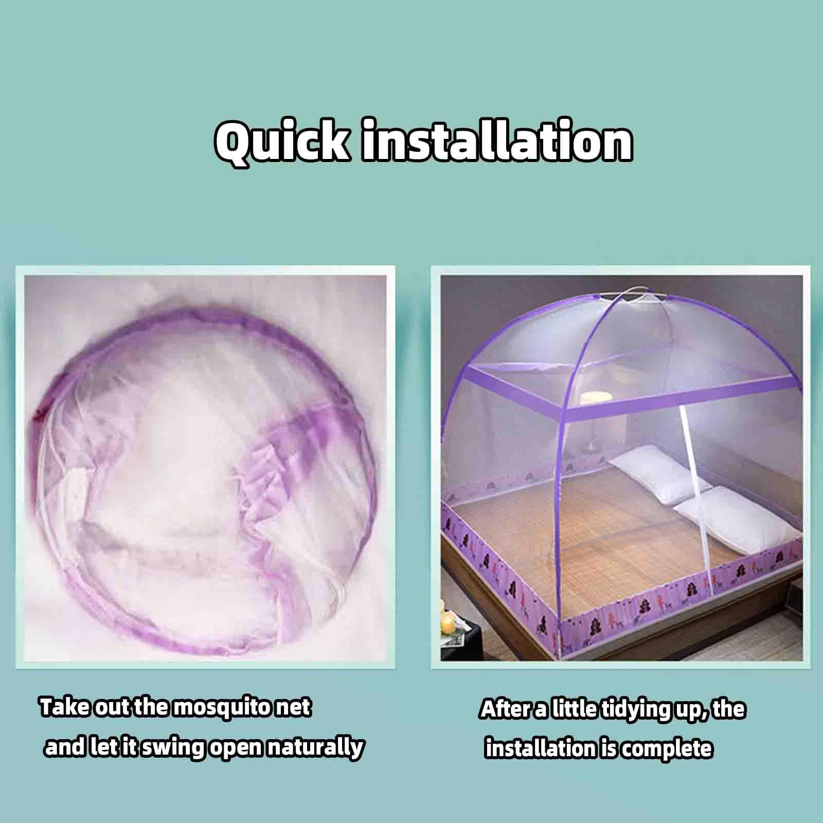 JUSHZ Moskitonetz Reise Doppelbett Reisebett Faltbar Mückennetz Bett Mosquito Net Bettvorhänge Mit Boden DREI Türen Abnehmbar Und Waschbar 170cm Hoch (100cm,pink)
