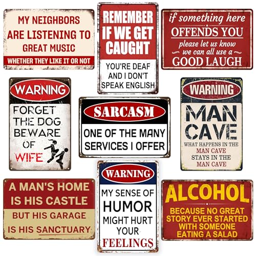 Vintage Metal Tin Signs for Man Cave, Garage & Bar,