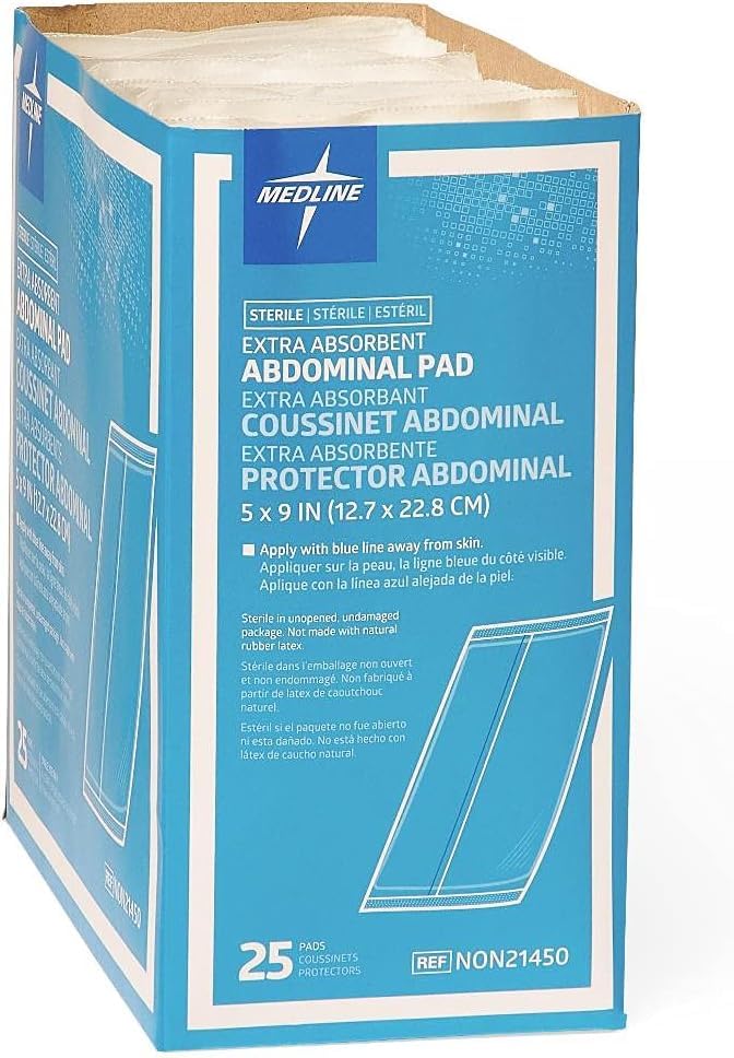 Medline Sterile Abdominal Pad NON21450H 5 inch x 9 inch 25 Count Pack of 4 product thumbnail 7