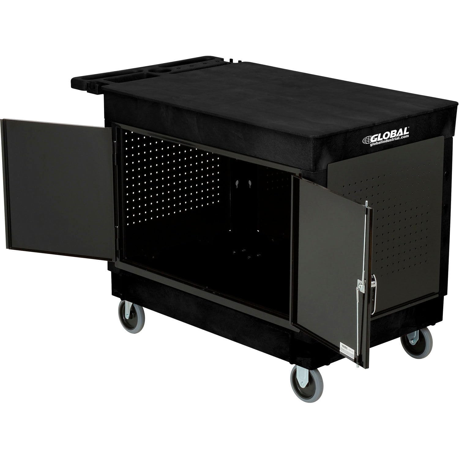 Global Industria Flat-Top Utility Cart by Global Industrial – Plastic, Black, Model 800340