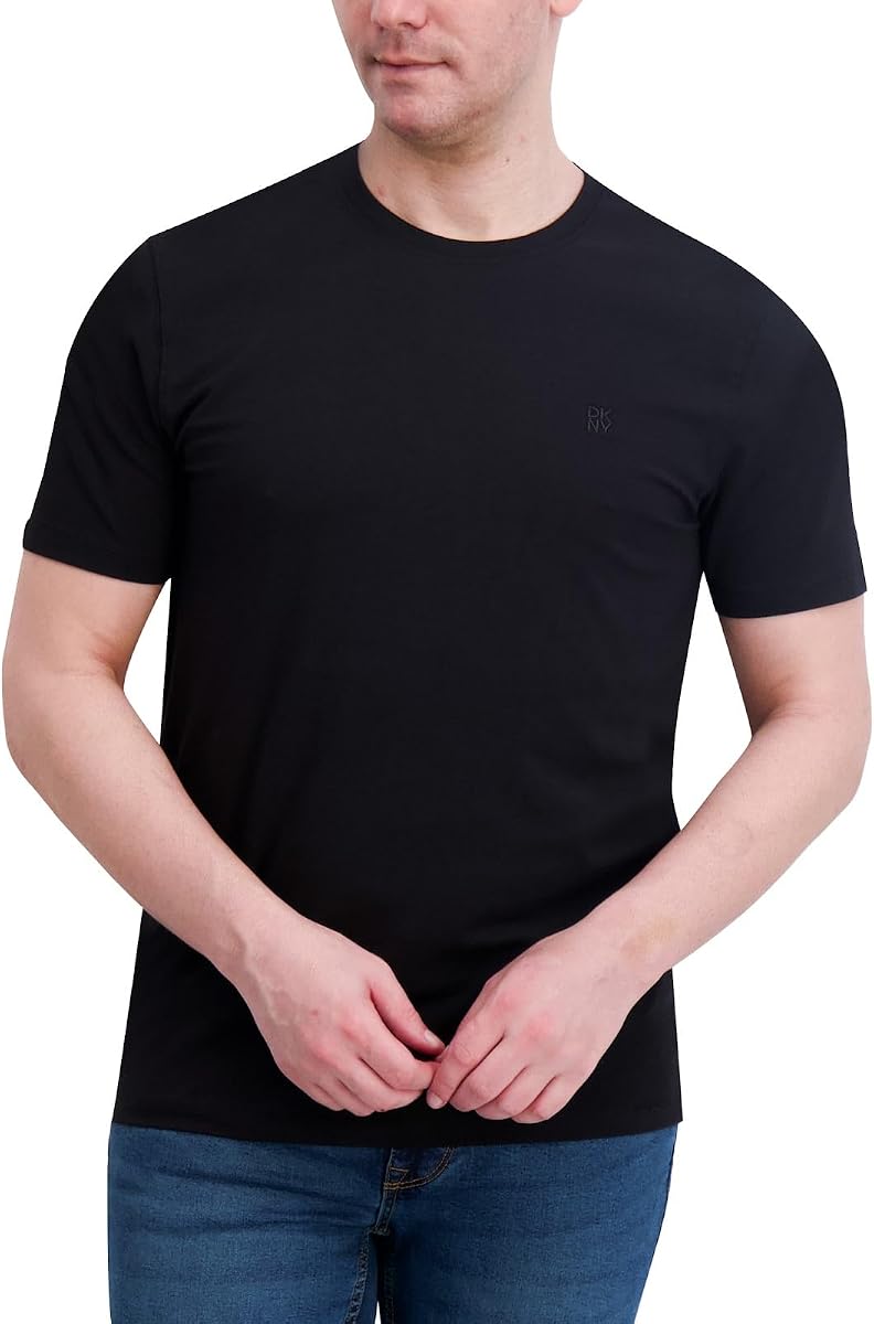 DKNY Camiseta de algodón Suave para Hombre - Camiseta Lisa Informal y de Vestir con Cuello Redondo, cómoda Camiseta de Ajuste clásico Premium para Hombre