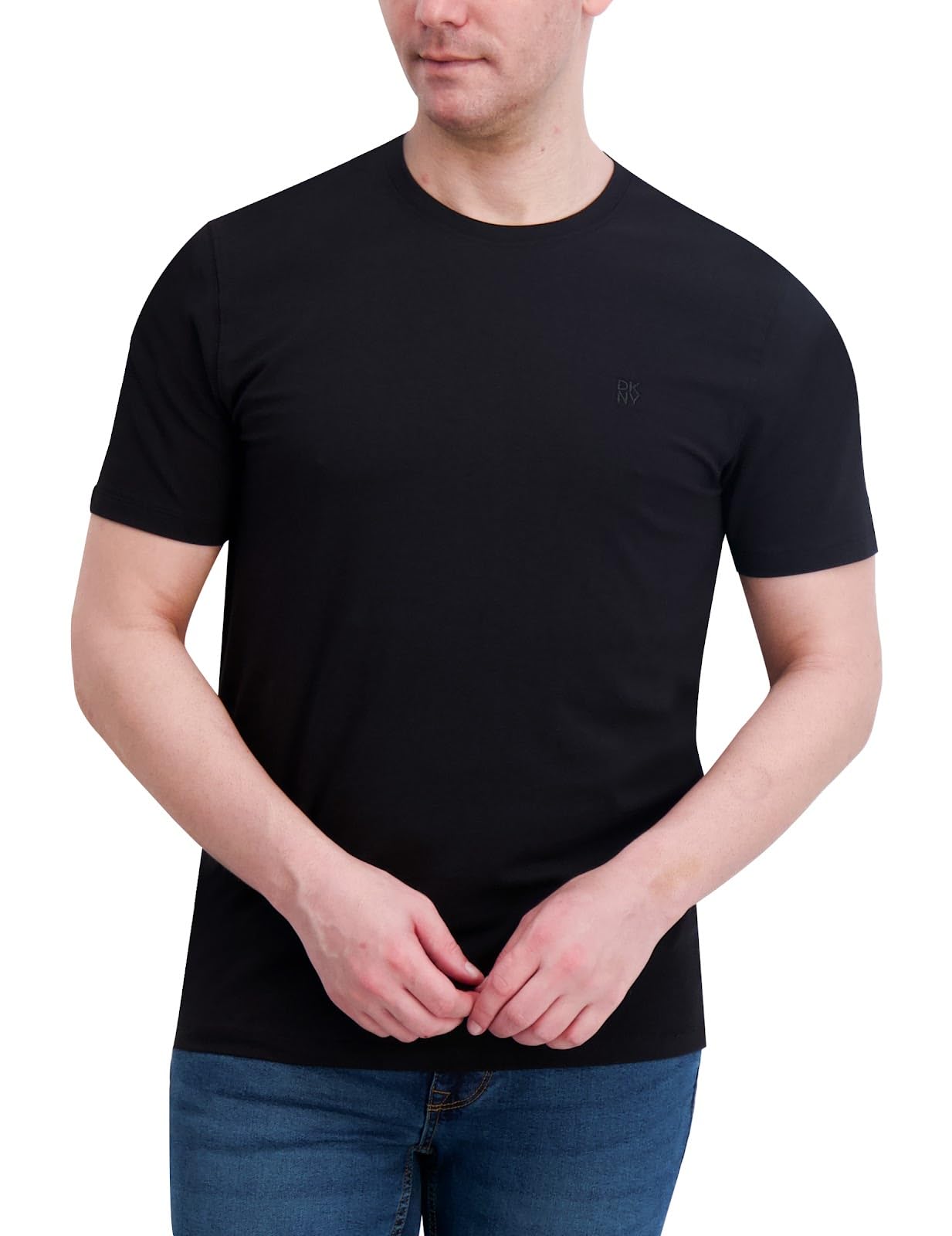DKNY Soft Cotton T-Shirt for Men - Plain Casual & Dress Crew Neck Tee, Comfortable Premium Classic Fit Mens Tshirt
