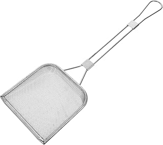 304 Stainless Steel Square Fat Skimmer Spoon Long Handle Mesh Strainer Ladle for Frying Cooking and Grease Removal Kitchen Utensils for Fried Chicken French Fries