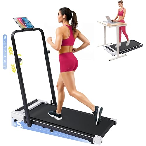 GTRACING Walking Pad with Incline & Height-Adjustable Handlebar, 5-in-1 Foldable Treadmill for Home & Office, Portable Under Desk Treadmill 350LB with Remote Control LED Display
