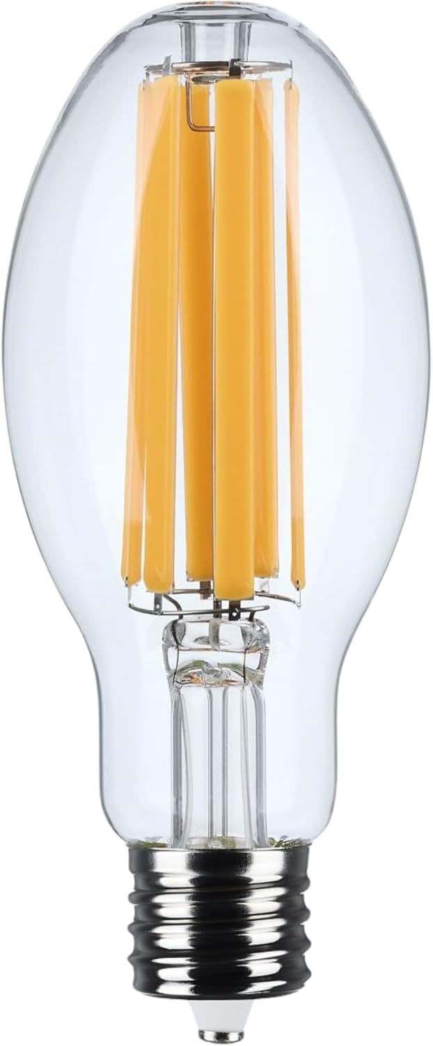 Satco S13186 28W LED HID Replacement Bulb, ED28, 2200K Warm White, 4200 Lumens, Extended Mogul Base (EX39), Clear Lens, 120-277V, Ballast Bypass, IP65 Wet Rated, Enclosed Fixture Approved