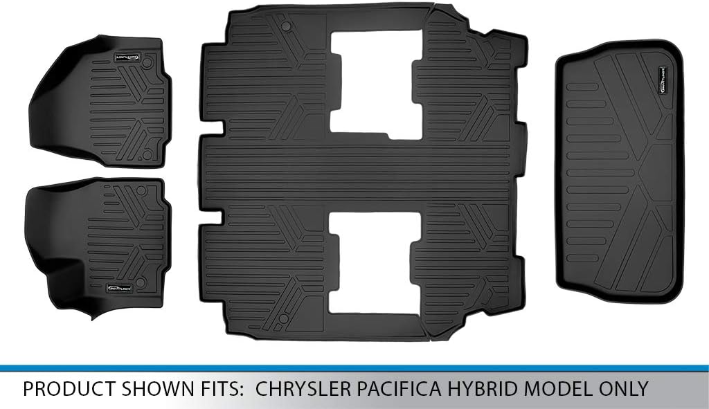 SMARTLINER Floor Mats 3 Rows and Cargo Liner Behind 3rd Row Set for 2017-2020 Chrysler Pacifica