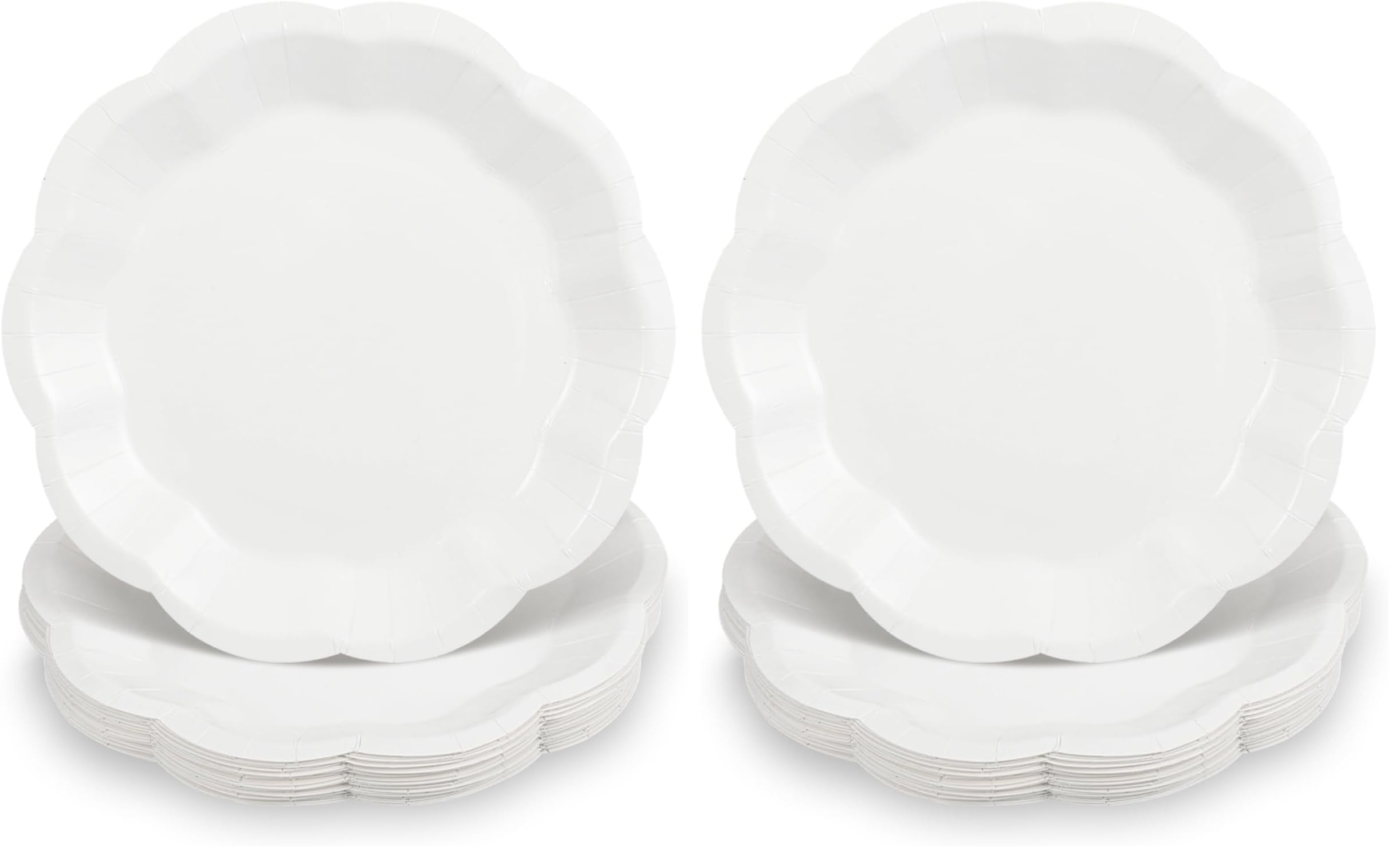 NatNarr 30pcs Scalloped Plates, 7 Inch Disposable White Paper Plates Cute Paper Dessert Cake Dinner Party Supplies for Wedding Bridal Baby Shower (Pack of 2)