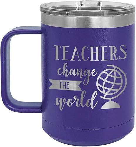 ONLYGIFTS.COM Taza de café con tapa deslizante para profesores que cambian el mundo, 15 onzas, taza de café para viaje aislada, ideas de regalo de