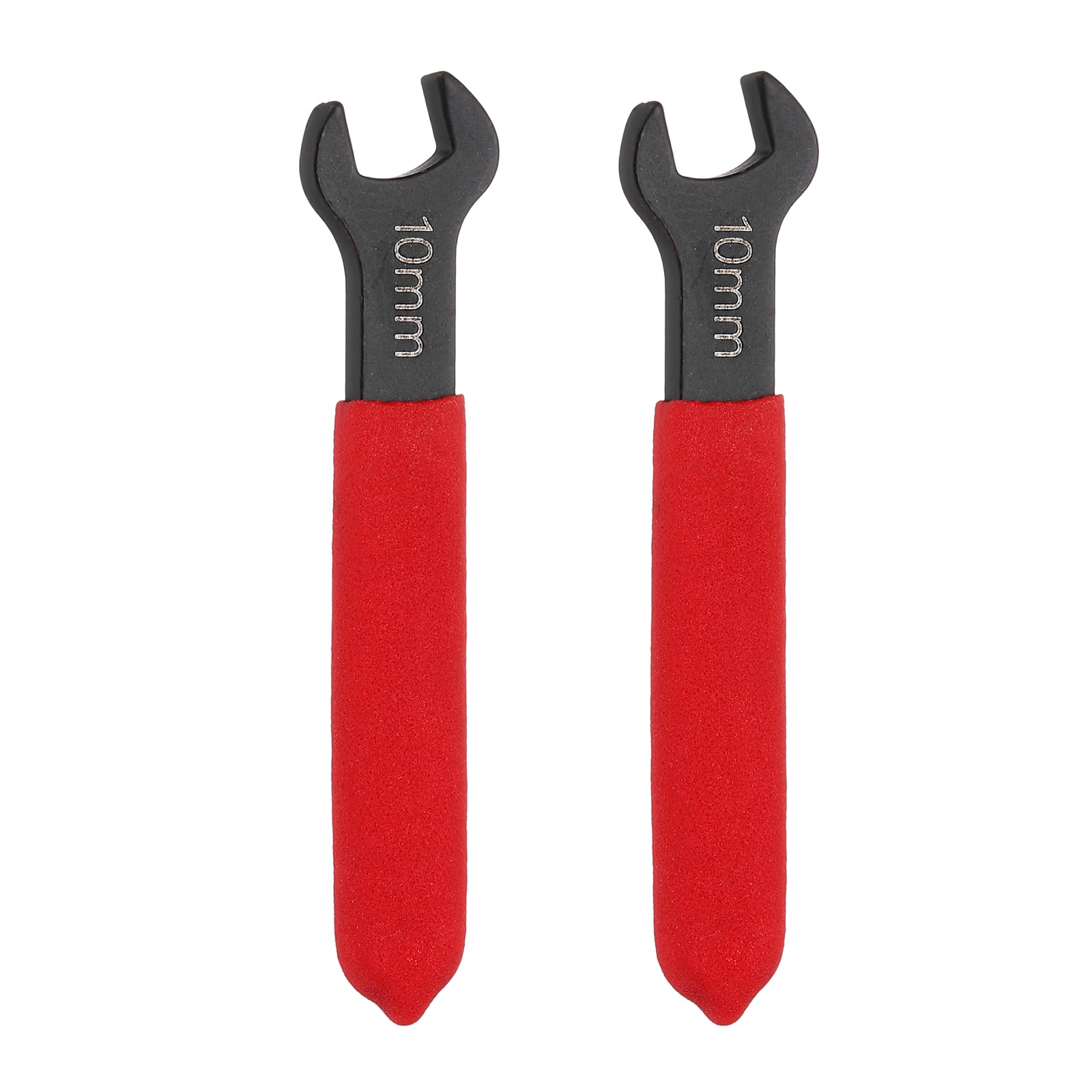 sourcing map 2Pcs Super Thin Single Open End Wrench 10mm Metric Carbon Steel Slim Wrench 15 Degree Angle Open Ended Ultra Thin Mechanic Spanner with Plastic Handle for Tight Space, Red