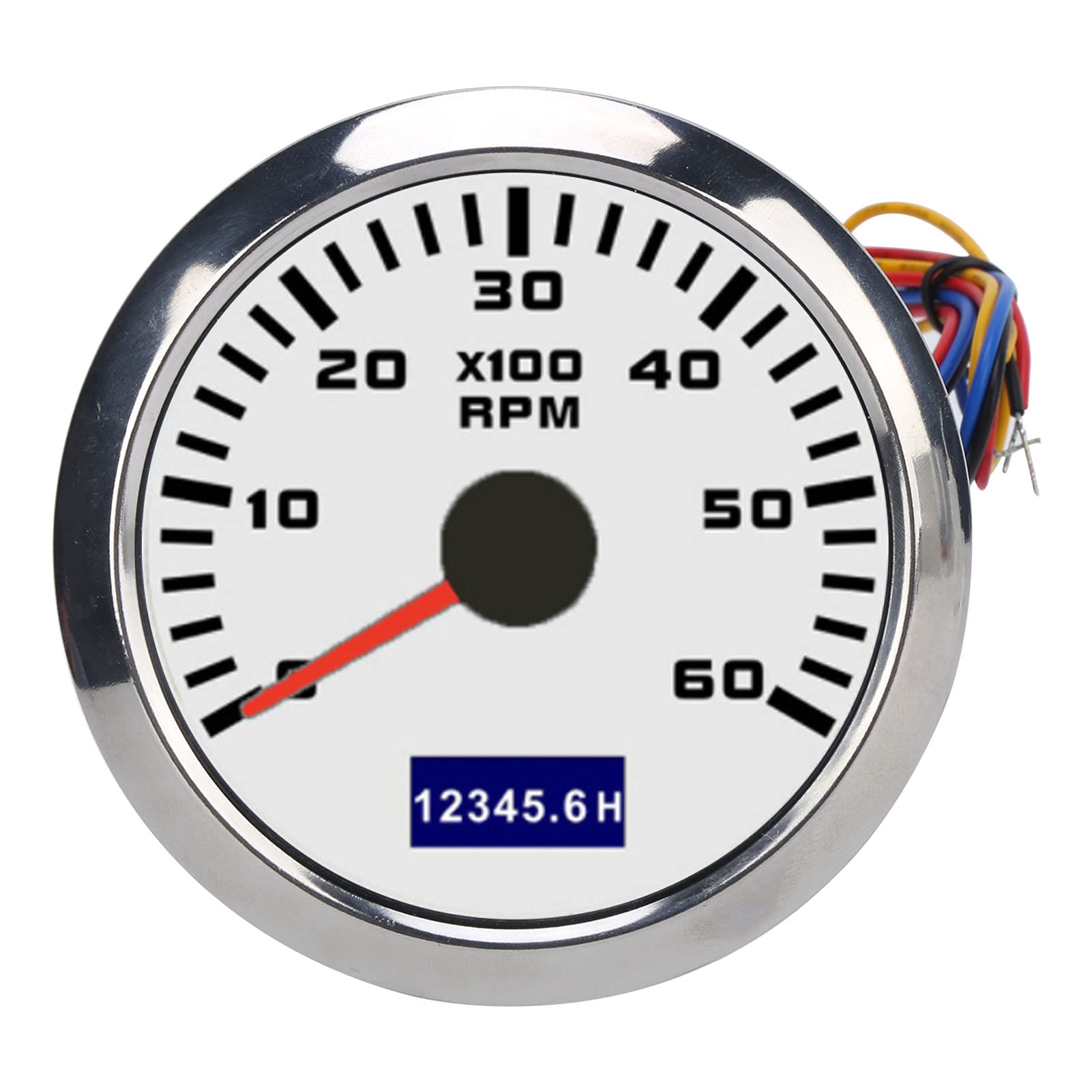 Contagiri a Puntatore, Contagiri Contagiri, Contagiri Per Auto da 85 Mm Dissipazione a Bassa Potenza con Puntatore Rosso Universale Per Automobili Barche 9‑32 V CC(bianco)