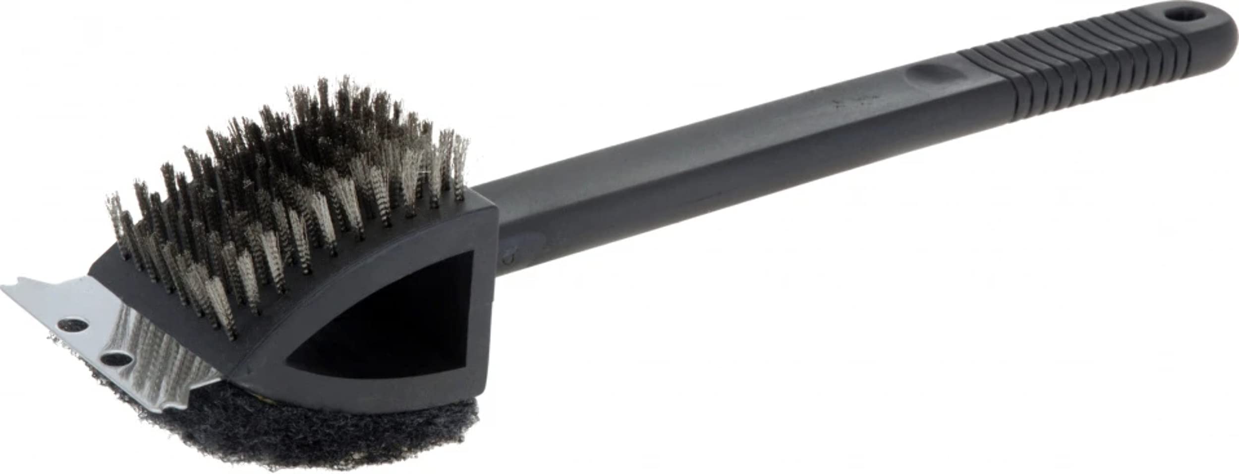 Three in One Barbecue Brush - Scraper, Stainless Steel Bristles, Soft Scourer