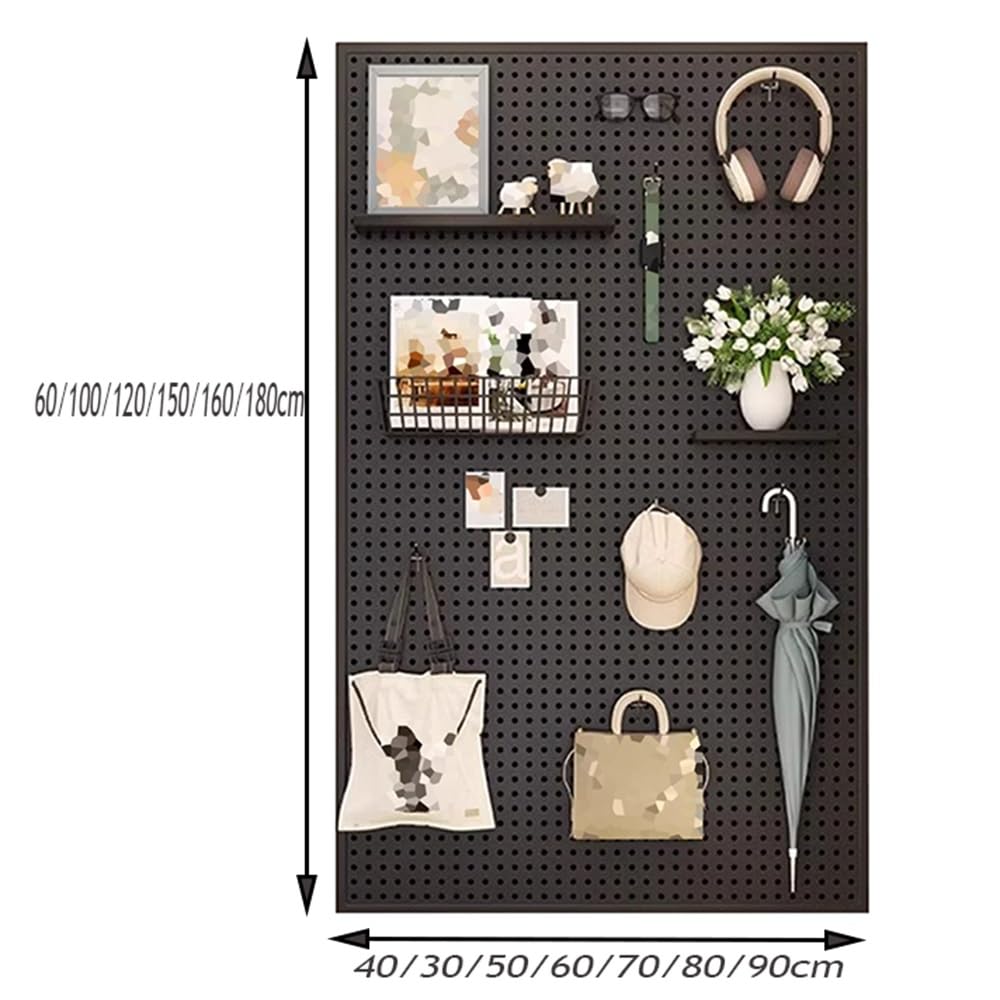 Kit organizador de tablero perforado para garaje y cocina, paneles de almacenamiento de metal con ganchos, sistema de tablero de clavijas de montaje en pared (blanco, 100 x 50 x 2,5 cm)