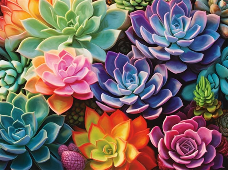 Rompecabezas de 500 piezas para adultos, rompecabezas de formación simple de suculentas, de madera, juguetes para familias, regalo de