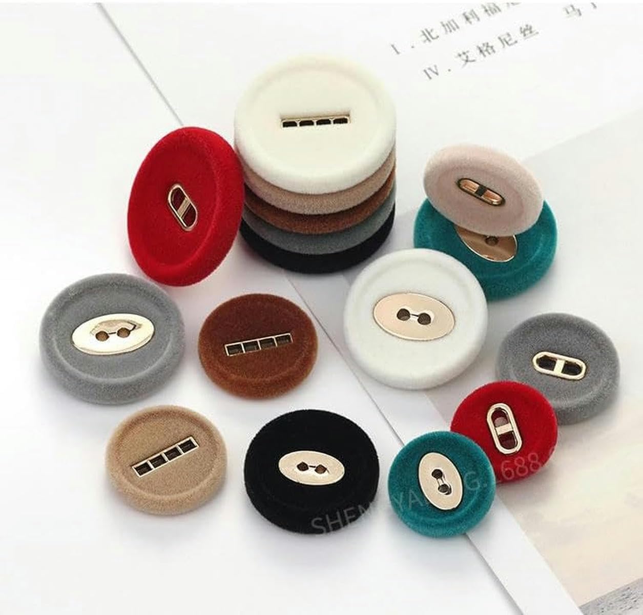 100 pièces 20 mm 2/4 trous vert rond tissu boutons recouverts de velours pour vêtements artisanat couture grands boutons en résine-vert foncé-20 mm 100 pièces