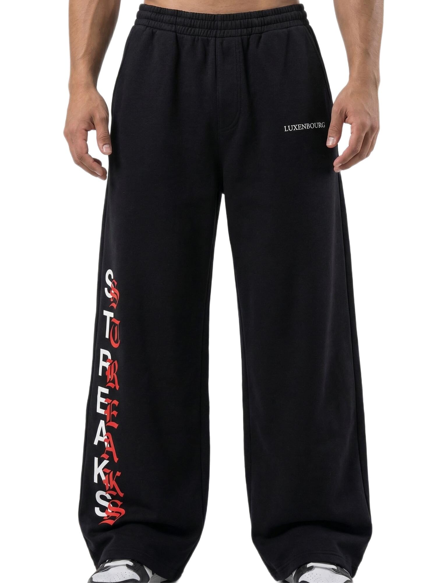 Cotton Printed Baggy Track Pants for Mens| Oversized Wide Leg Relaxed Fit Sweatpants | Elastic Waist Drawstring Casual Lounge Gym Streetwear Lower with Pockets-picture-40