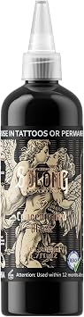 Tattoo Ink,Solong S Series 6.7oz200ml Professional Black Tattoo Ink for Various Tattoo-Concentrated Black Tattoo Supplies,TI303S-200-030