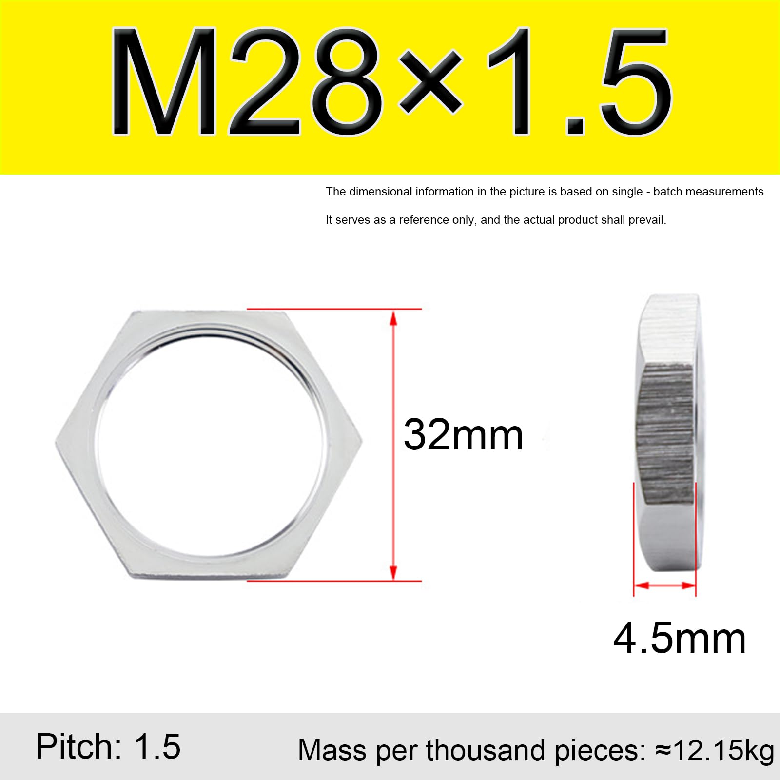 Dadi per ferramenta, Raccordo for tubi esagonale in acciaio inossidabile 304 con dado di bloccaggio sottile con fissaggio femmina for impianti idraulici, 20 pezzi(10pcs,M28*1.5)
