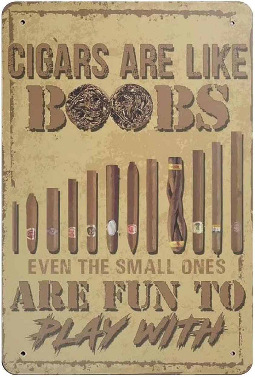 Vintage Style Art Print Tin Sign Vintage Tin Sign Poster Board Man Cave Shabby Chic Housewarming Gift Cigars are Like Mimi Even Small are Fun 5.5x8inch
