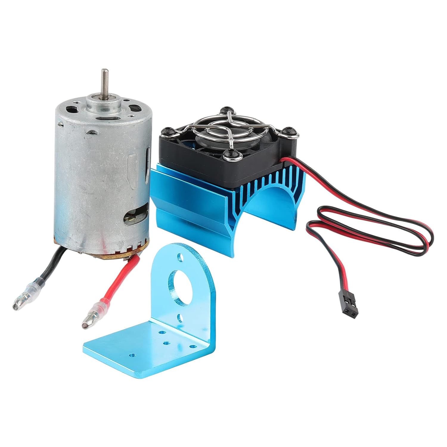 540 Motor and Aluminum Heatsink with 5V Cooling Fan Motor Seat Combo for Wltoys 1/18 RC Cars A949-B A959-B A969-B A979-B K929-B, Pack of 3