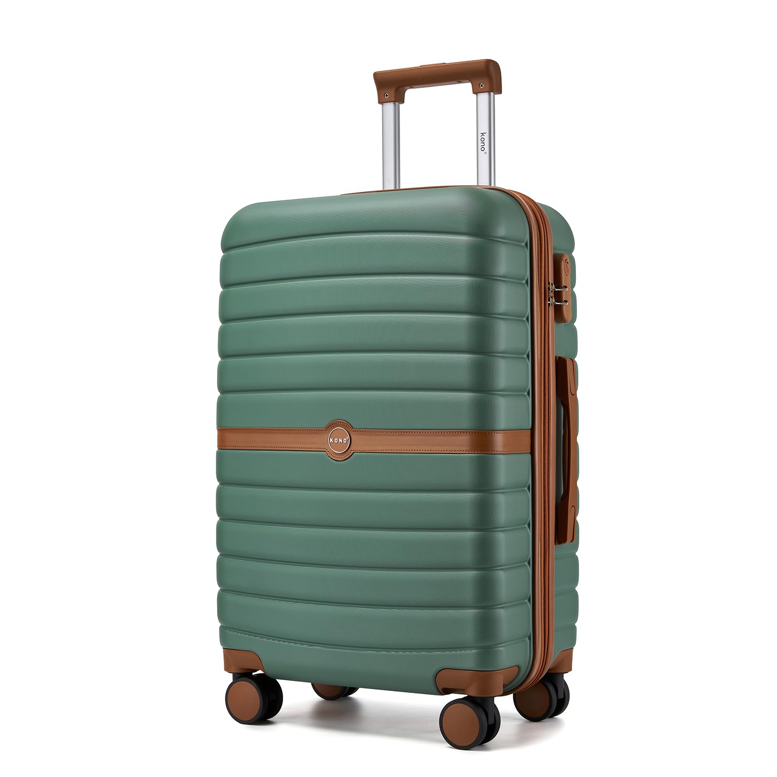 Kono Expandable 24 Inch Luggage with Spinner Wheels Medium Checked Luggage with Lock Lightweight Anti-Scratch PC ABS Hardshell