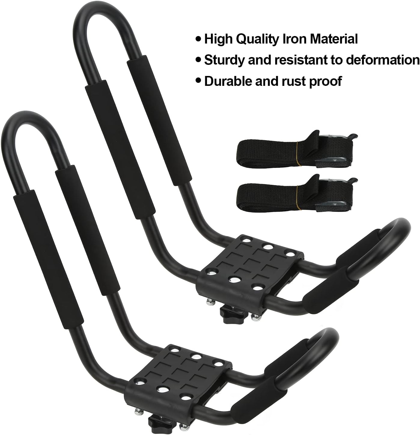 EVTSCAN Kayak Roof Rack, Universal Kayak Carrier J Shaped Bar Rust Proof Metal Canoe Carrier Car Top Mount for Surfboard Sailboat