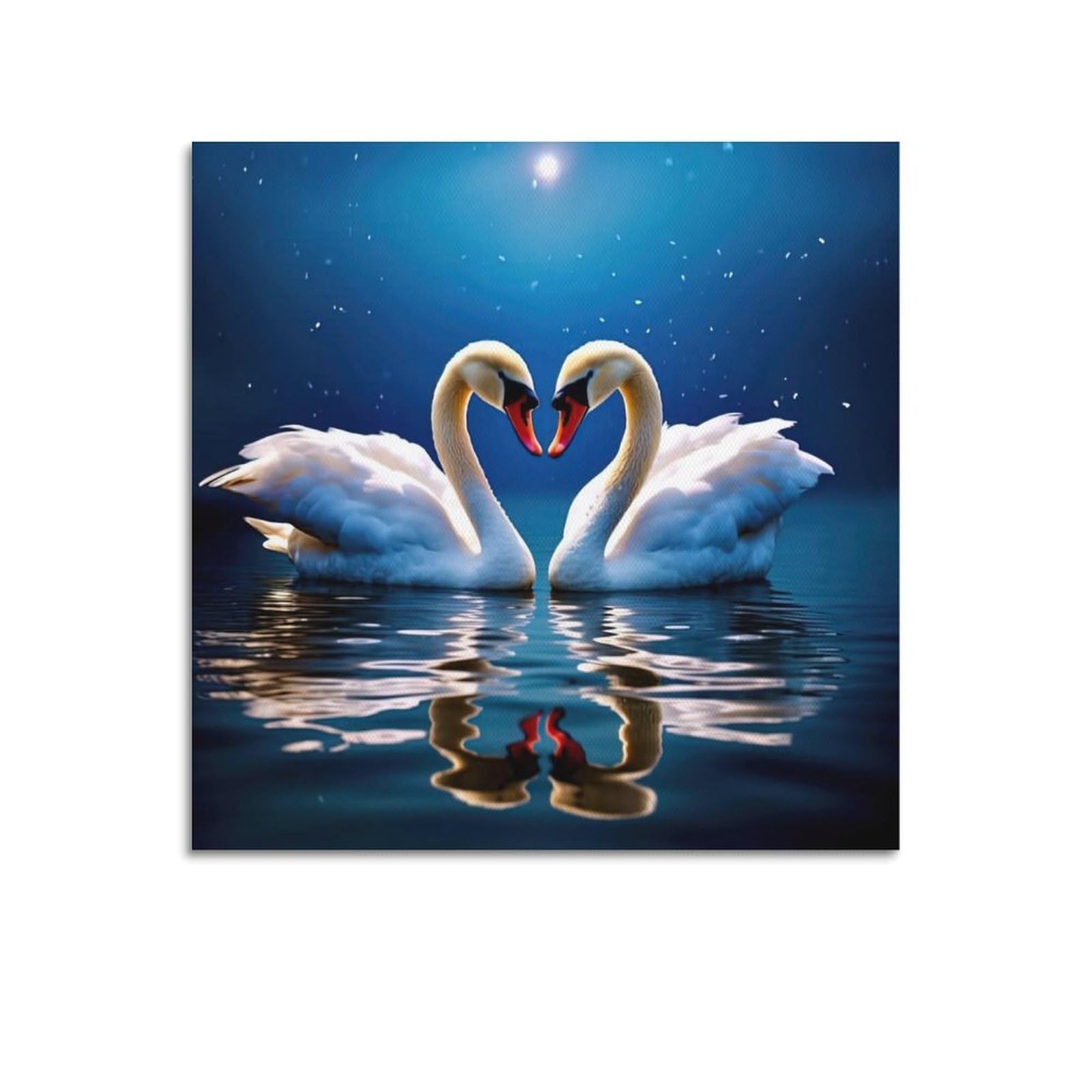 Animal Artwork Poster Two Swans on The Lake Poster Decorative Painting Canvas Wall Posters And Art Picture Print Modern Family Bedroom Decor Posters 28x28inch(70x70cm)