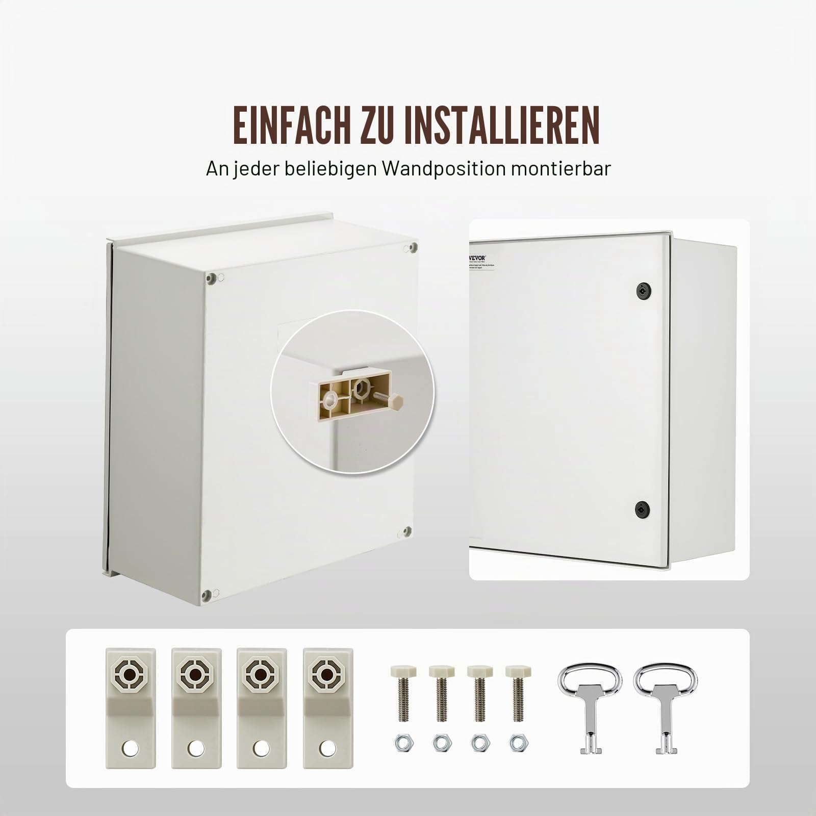 VEVOR Schaltschrank NEMA-Gehäuse, 400x500x200 mm, NEMA 4X Glasfaser-Stahl-Elektrobox, IP66 wasserdicht & staubdicht, Klappanschlussdose für den Innen- &Außenbereich, mit Montageplatte