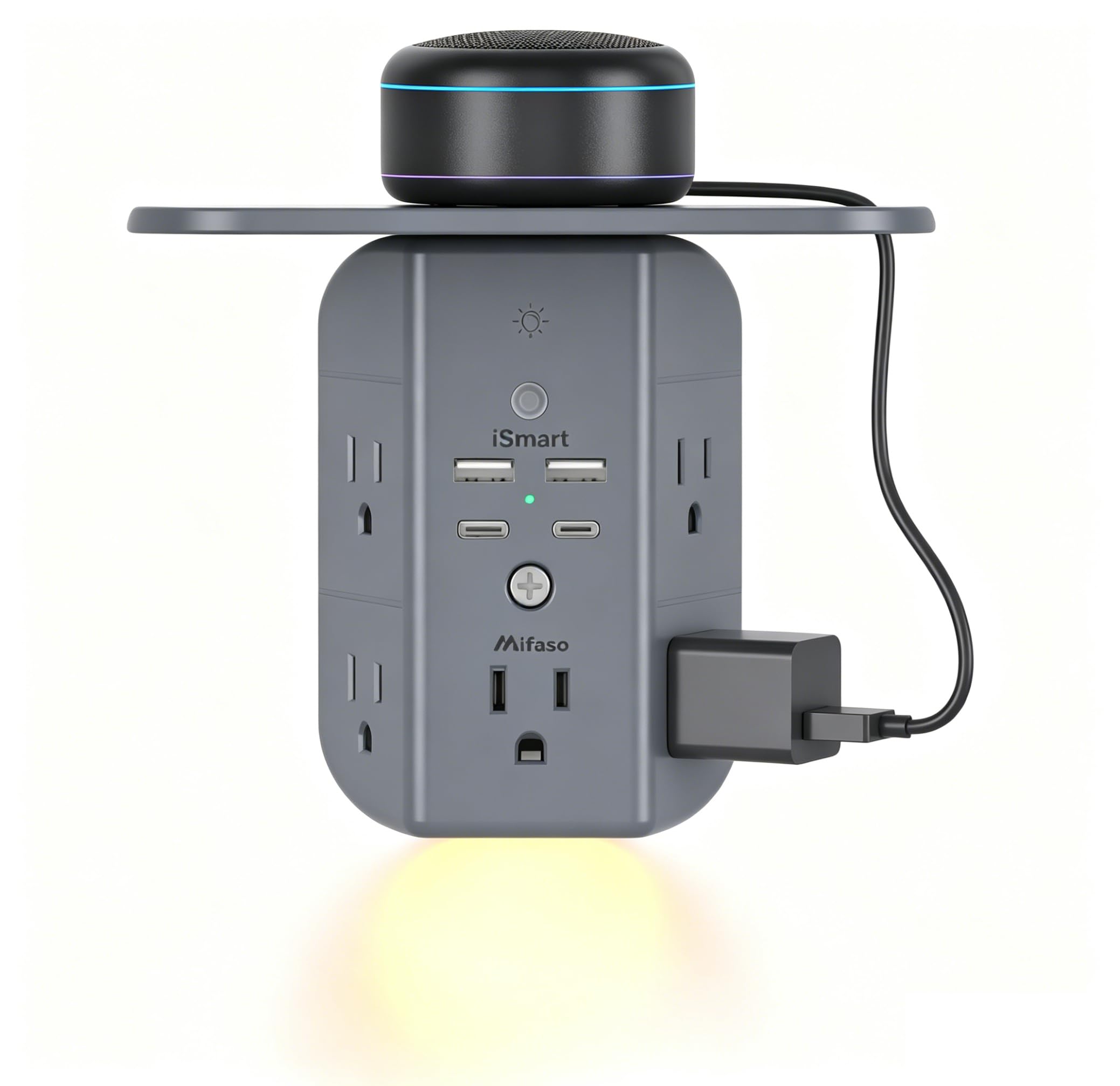 Mifaso Outlet Extender with Shelf and Night Light, 1800J Surge Protector — Amazon image 16