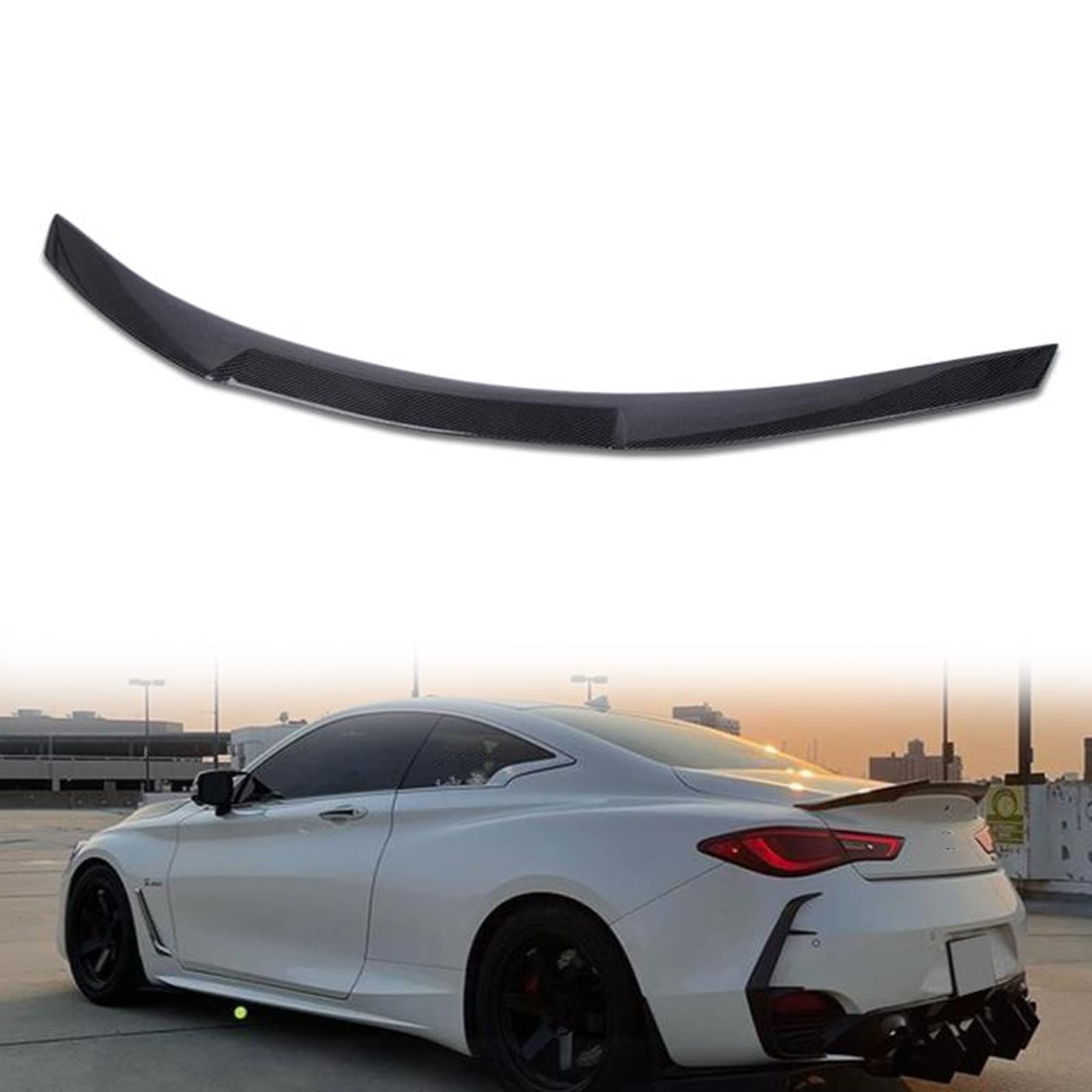 Becquet de coffre carbone Infiniti Q60 : séparateur de lèvre aérodynamique style M4