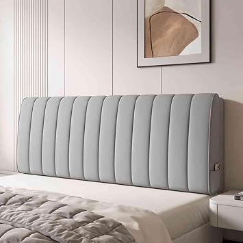 Gray,Paste/59x23x2In,Solid Color Headboard Pillow Bedside Cushion Rectangle Headboard Upholstered Support Backrest Oversized Headboard for Bunk Bed Daybed Dorm