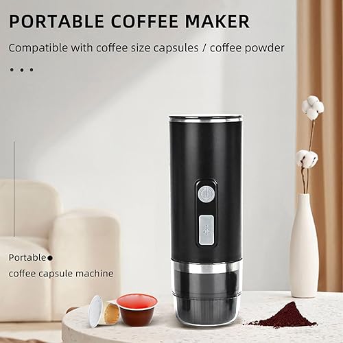 Miniatura 4 de Cafetera eléctrica automática de 800 mAh  Cafetera portátil de viaje y campamento  Cargador de coche USB C  Funciona con café molido y cápsulas
