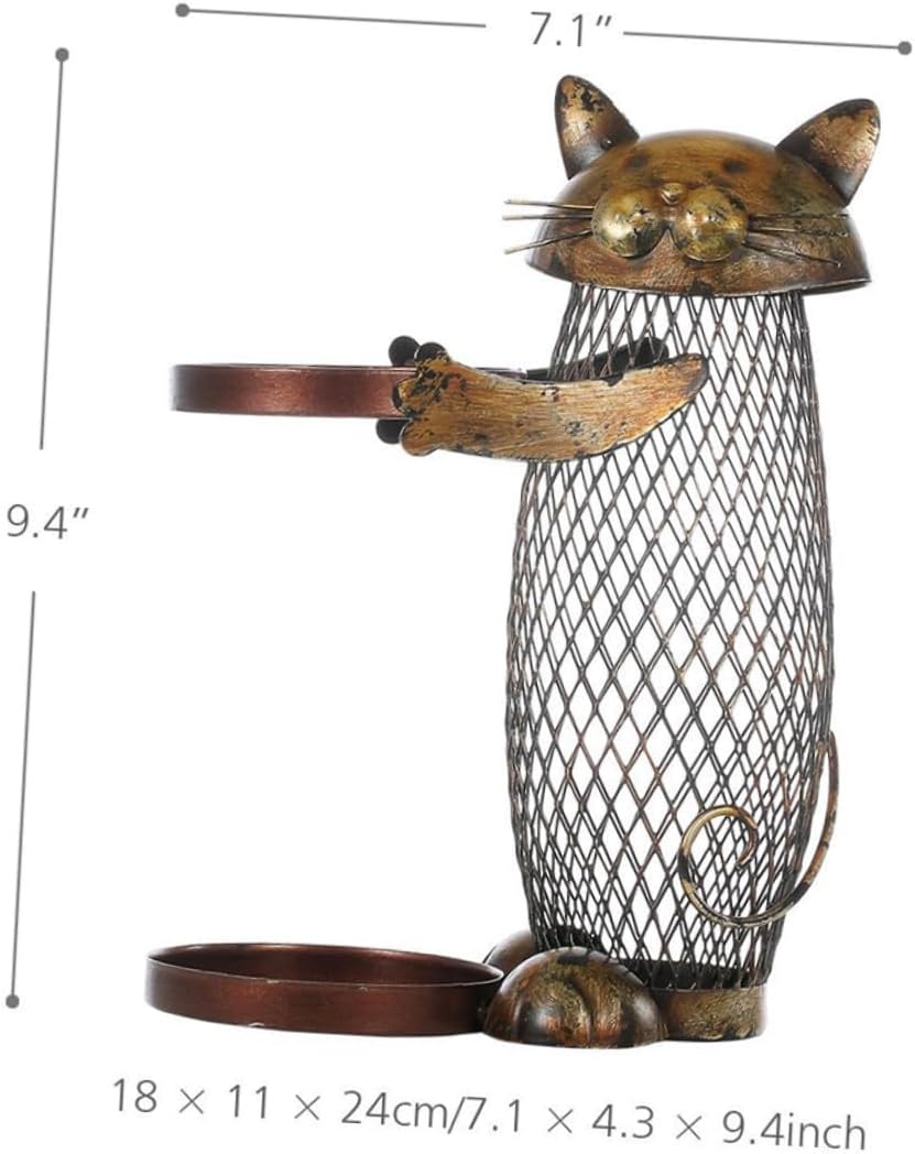 Operitacx Iron Cat-Shaped Wine Bottle Rack Tabletop Wine Display Stand Storage Organizer Decorative Home Bar Holder