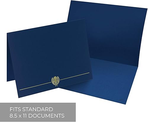 Miniatura 2 de Great Papers! - Cubierta para documentos con certificado azul marino y dorado, 25 unidades, color azul marino con lámina dorada, carpeta de diploma