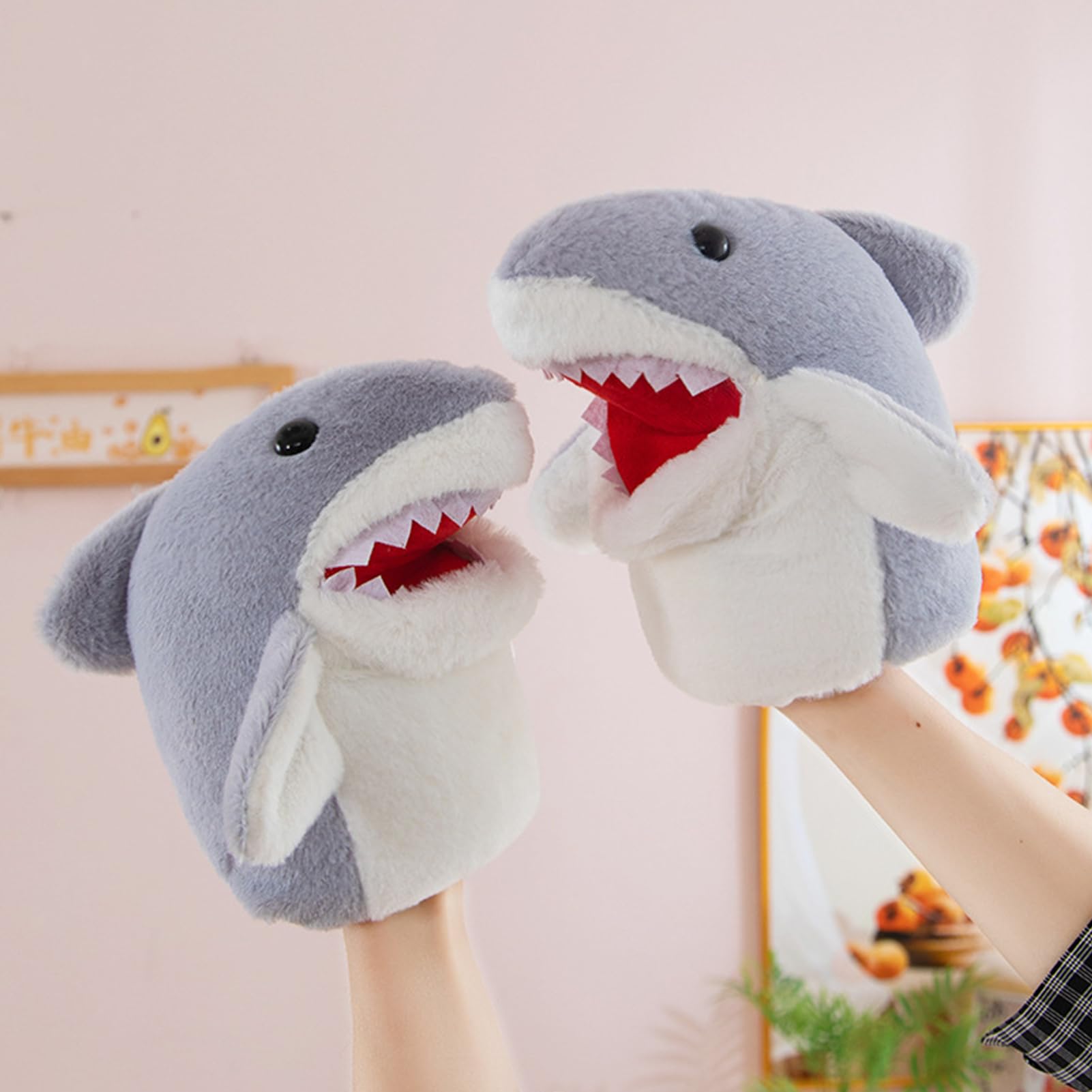 Títere de Mano de Tiburón, Suave Peluche De Role Play - Marioneta De Peluche Realista | para Niños Familia Baño Piscina Casa Fiesta Escuela Aula Sala de Juegos Guardería Teatro