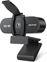 OFFCUP Full HD Webcam, 4K Webcam mit Mics Geräuschunterdrückung, USB Webcam Autofokus Streaming Kamera für PC Laptop für Live-Streaming Videoanruf Konferenz Online-Unterricht Spiel