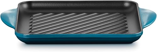 Miniatura 2 de Le Creuset Parrilla cuadrada de hierro fundido esmaltado, 9.5 pulgadas, verde azulado profundo