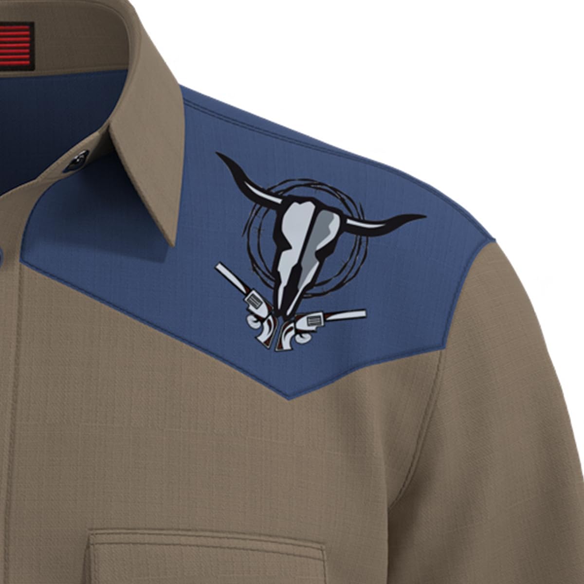 Cowboy Shirts for Men - Bison Skull Short Sleeve Button Down Mens Shirt - Wetern Themed Premium Quality Made in USA