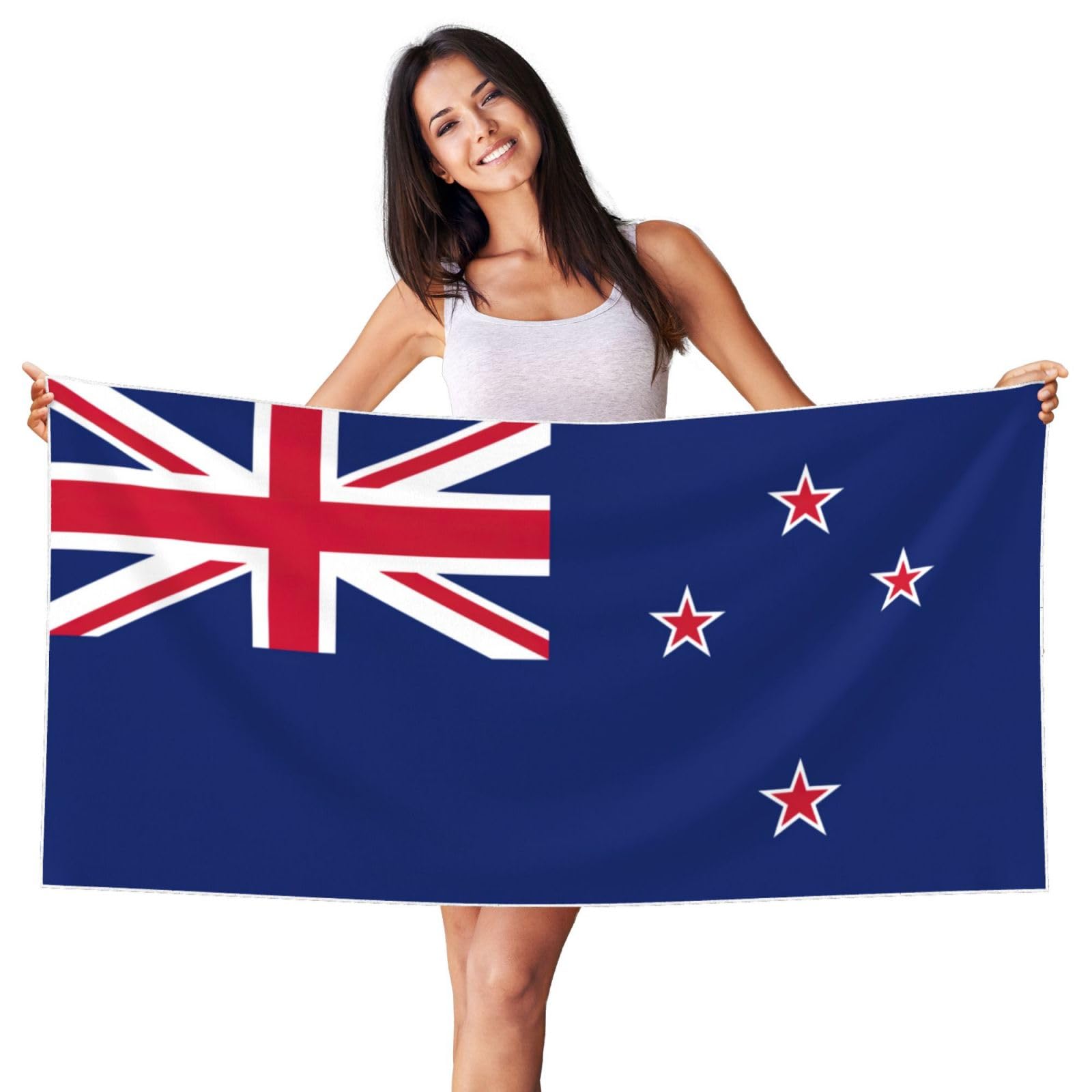 Sdegtho White New Zealand Flag Premium Soft Towel Collection, Pool Bathroom Towels, Reliable For Daily Use