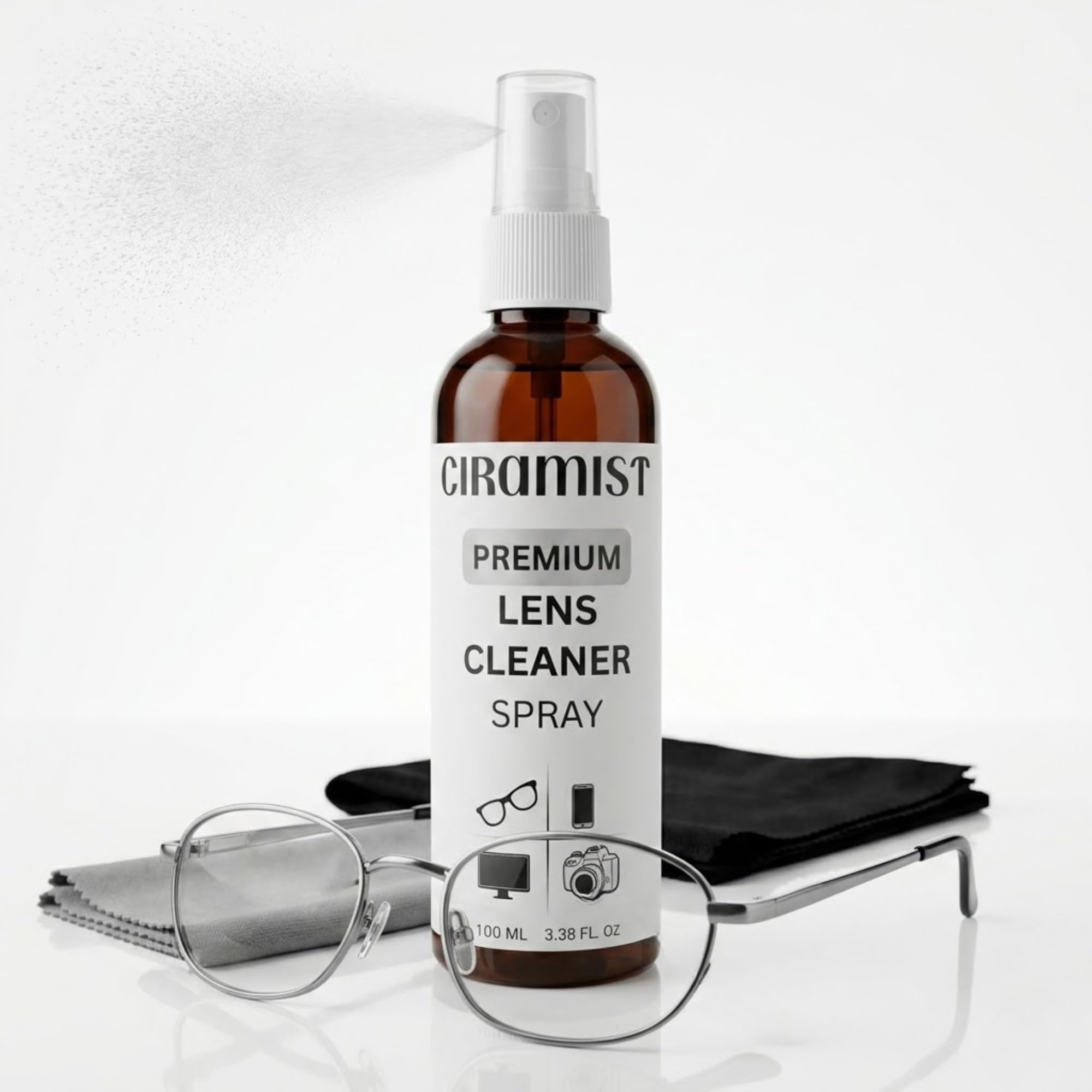 Ciramist Premium Lens Cleaner Spray 100ML – Anti-Scratch, Dust & Smudge Remover | Safe for Anti-Reflective Eyeglasses, Sunglasses, Camera Lenses, Laptops, and Smartphone Screens